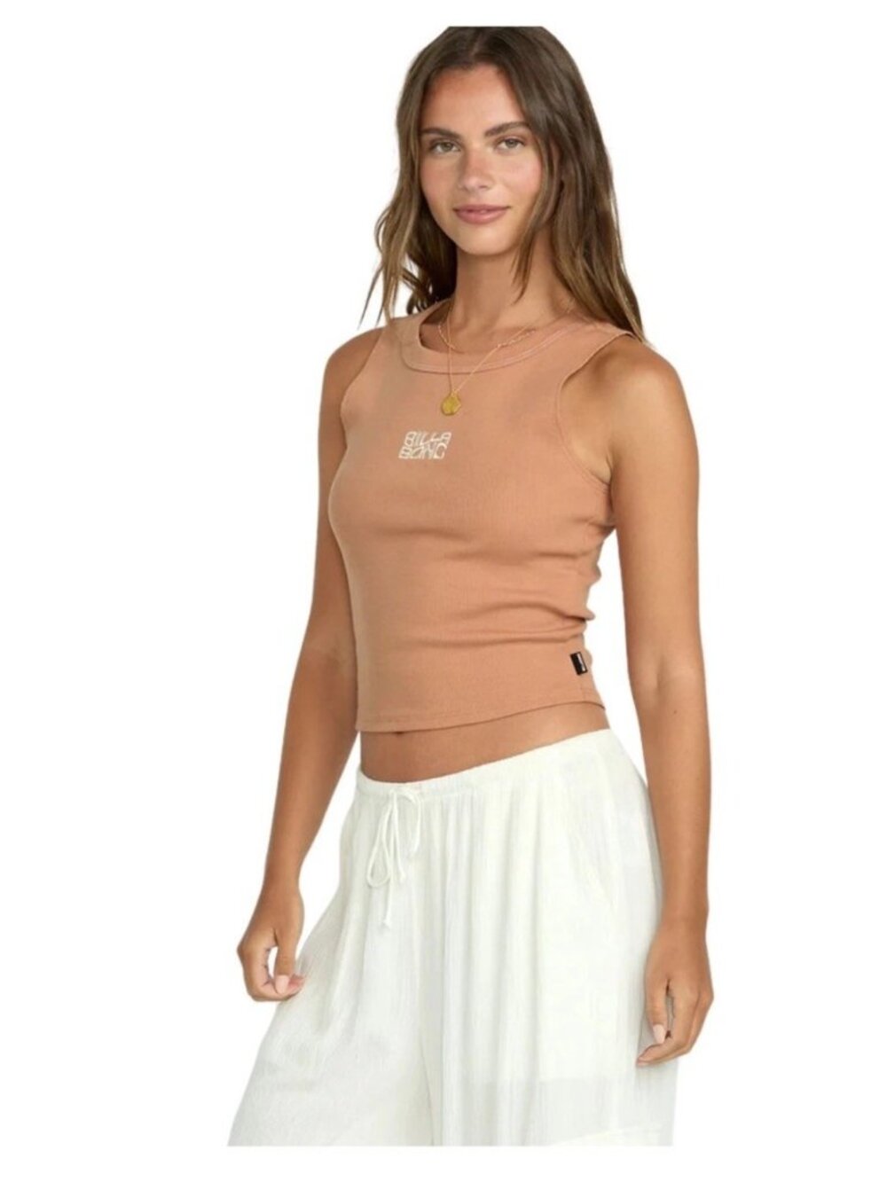 $30 Billabong Women’s Fun Times Knit Crop Tank Top In Rose Brown Size L - Picture 3 of 4